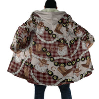 Cowboy Hawaii Mele Kalikimaka Cloak Paniolo Kukui Nut Pikake Lei Burgundy Version - Polynesian Pride