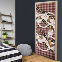 Cowboy Hawaii Mele Kalikimaka Door Cover Paniolo Kukui Nut Pikake Lei Burgundy Version - Polynesian Pride