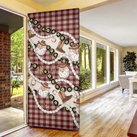 Cowboy Hawaii Mele Kalikimaka Door Cover Paniolo Kukui Nut Pikake Lei Burgundy Version - Polynesian Pride