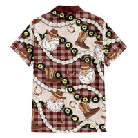 Cowboy Hawaii Mele Kalikimaka Family Matching Off Shoulder Maxi Dress and Hawaiian Shirt Paniolo Kukui Nut Pikake Lei Burgundy Version LT14 - Polynesian Pride
