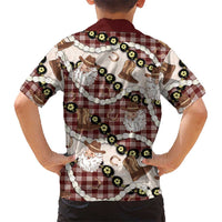 Cowboy Hawaii Mele Kalikimaka Family Matching Puletasi and Hawaiian Shirt Paniolo Kukui Nut Pikake Lei Burgundy Version LT14 - Polynesian Pride