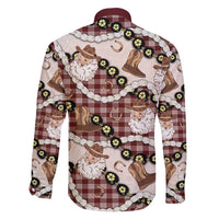 Cowboy Hawaii Mele Kalikimaka Family Matching Short Sleeve Bodycon Dress and Hawaiian Shirt Paniolo Kukui Nut Pikake Lei Burgundy Version LT14 - Polynesian Pride