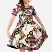 Cowboy Hawaii Mele Kalikimaka Family Matching Summer Maxi Dress and Hawaiian Shirt Paniolo Kukui Nut Pikake Lei Burgundy Version LT14 Daughter's Dress Burgundy - Polynesian Pride