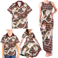 Cowboy Hawaii Mele Kalikimaka Family Matching Tank Maxi Dress and Hawaiian Shirt Paniolo Kukui Nut Pikake Lei Burgundy Version LT14 - Polynesian Pride