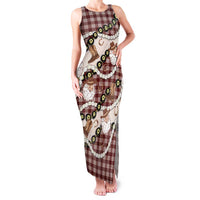 Cowboy Hawaii Mele Kalikimaka Family Matching Tank Maxi Dress and Hawaiian Shirt Paniolo Kukui Nut Pikake Lei Burgundy Version - Polynesian Pride