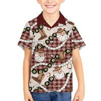 Cowboy Hawaii Mele Kalikimaka Hawaiian Shirt Paniolo Kukui Nut Pikake Lei Burgundy Version LT14 - Polynesian Pride