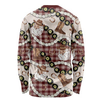 Cowboy Hawaii Mele Kalikimaka Long Sleeve Shirt Paniolo Kukui Nut Pikake Lei Burgundy Version - Polynesian Pride