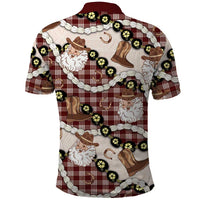 Cowboy Hawaii Mele Kalikimaka Polo Shirt Paniolo Kukui Nut Pikake Lei Burgundy Version - Polynesian Pride