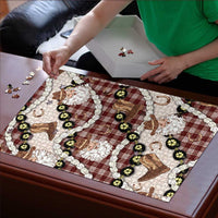 Cowboy Hawaii Mele Kalikimaka Puzzle Paniolo Kukui Nut Pikake Lei Burgundy Version - Polynesian Pride