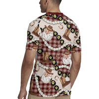 Cowboy Hawaii Mele Kalikimaka Rugby Jersey Paniolo Kukui Nut Pikake Lei Burgundy Version - Polynesian Pride