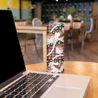 Cowboy Hawaii Mele Kalikimaka Skinny Tumbler Paniolo Kukui Nut Pikake Lei Burgundy Version - Polynesian Pride