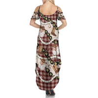 Cowboy Hawaii Mele Kalikimaka Summer Maxi Dress Paniolo Kukui Nut Pikake Lei Burgundy Version LT14 - Polynesian Pride
