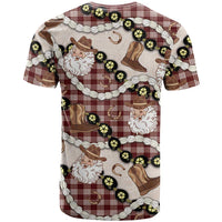 Cowboy Hawaii Mele Kalikimaka T Shirt Paniolo Kukui Nut Pikake Lei Burgundy Version LT14 - Polynesian Pride