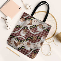 Cowboy Hawaii Mele Kalikimaka Tote Bag Paniolo Kukui Nut Pikake Lei Burgundy Version - Polynesian Pride