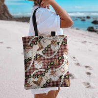 Cowboy Hawaii Mele Kalikimaka Tote Bag Paniolo Kukui Nut Pikake Lei Burgundy Version - Polynesian Pride