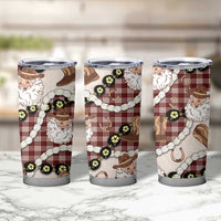 Cowboy Hawaii Mele Kalikimaka Tumbler Cup Paniolo Kukui Nut Pikake Lei Burgundy Version - Polynesian Pride