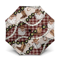 Cowboy Hawaii Mele Kalikimaka Umbrella Paniolo Kukui Nut Pikake Lei Burgundy Version - Polynesian Pride