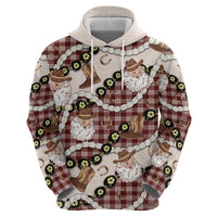 Cowboy Hawaii Mele Kalikimaka Zip Hoodie Paniolo Kukui Nut Pikake Lei Burgundy Version - Polynesian Pride