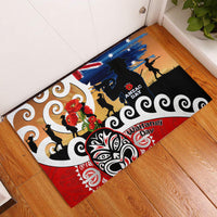 New Zealand Waitangi And ANZAC Day Rubber Doormat Aotearoa Maori Tiki With Last Post LT14 Black - Polynesian Pride