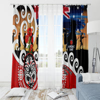 New Zealand Waitangi And ANZAC Day Window Curtain Aotearoa Maori Tiki With Last Post