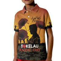 Tokelau ANZAC Day Kid Polo Shirt Camouflage With Poppies Lest We Forget LT14 Kid Yellow - Polynesian Pride