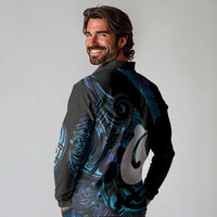 Hei Matau New Zealand Matariki Long Sleeve Polo Shirt NZ Fish Hook Maori Art LT14 - Polynesian Pride