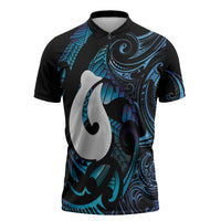Hei Matau New Zealand Matariki Zipper Polo Shirt NZ Fish Hook Maori Art LT14 Purple - Polynesian Pride