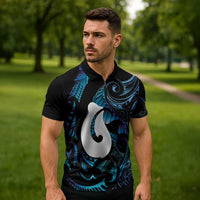 Hei Matau New Zealand Matariki Zipper Polo Shirt NZ Fish Hook Maori Art LT14 - Polynesian Pride