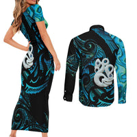 Manaia New Zealand Matariki Couples Matching Short Sleeve Bodycon Dress and Long Sleeve Button Shirt NZ Paua Shell Maori Art