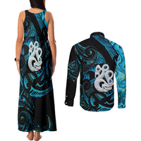 Manaia New Zealand Matariki Couples Matching Tank Maxi Dress and Long Sleeve Button Shirt NZ Paua Shell Maori Art LT14 - Polynesian Pride