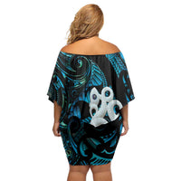 Manaia New Zealand Matariki Family Matching Off Shoulder Short Dress and Hawaiian Shirt NZ Paua Shell Maori Art LT14 - Polynesian Pride
