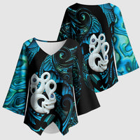 Manaia New Zealand Matariki Kimono Sleeve Blouse NZ Paua Shell Maori Art