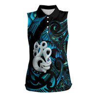 Manaia New Zealand Matariki Women Sleeveless Polo Shirt NZ Paua Shell Maori Art LT14 Female Turquoise - Polynesian Pride