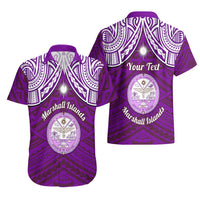 Personalised Marshall Islands Hawaiian Shirt Purple Polynesian Tribal Mix Coat Of Arms LT14 - Polynesian Pride