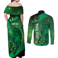 Personalised World Mental Health Awareness Month Couples Matching Off Shoulder Maxi Dress and Long Sleeve Button Shirt Warriors Brave Strong Galaxy Vibes