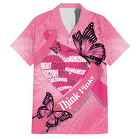 Polynesia Breast Cancer Awareness Month Family Matching Short Sleeve Bodycon Dress and Hawaiian Shirt Pink Ribbon Mix Butterflies