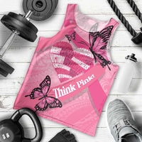 Polynesia Breast Cancer Awareness Month Men Tank Top Pink Ribbon Mix Butterflies