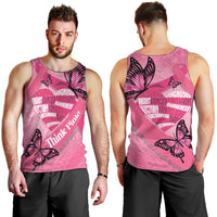 Polynesia Breast Cancer Awareness Month Men Tank Top Pink Ribbon Mix Butterflies