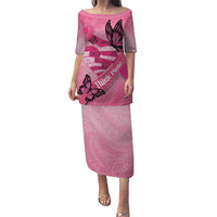 Polynesia Breast Cancer Awareness Month Puletasi Pink Ribbon Mix Butterflies