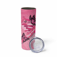 Polynesia Breast Cancer Awareness Month Skinny Tumbler Pink Ribbon Mix Butterflies