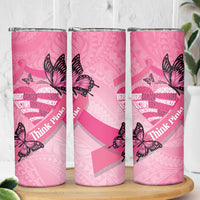 Polynesia Breast Cancer Awareness Month Skinny Tumbler Pink Ribbon Mix Butterflies