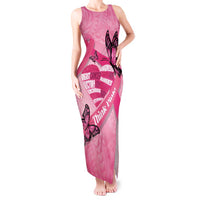 Polynesia Breast Cancer Awareness Month Tank Maxi Dress Pink Ribbon Mix Butterflies