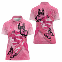 Polynesia Breast Cancer Awareness Month Women Polo Shirt Pink Ribbon Mix Butterflies
