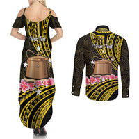 Personalised Tokelau Tokehega Day Couples Matching Summer Maxi Dress and Long Sleeve Button Shirt Tokelauan Tatau Black Color - Polynesian Pride