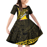 Personalised Tokelau Tokehega Day Family Matching Off Shoulder Short Dress and Hawaiian Shirt Tokelauan Tatau Black Color - Polynesian Pride