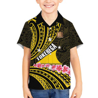 Personalised Tokelau Tokehega Day Family Matching Tank Maxi Dress and Hawaiian Shirt Tokelauan Tatau Black Color - Polynesian Pride