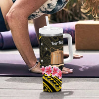 Personalised Tokelau Tokehega Day Tumbler With Handle Tokelauan Tatau Black Color LT14 - Polynesian Pride