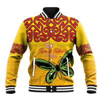 Personalised Tufi Tapa and Tattoo Festival Baseball Jacket PNG Oro Butterfly Tapa Pattern - Polynesian Pride