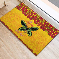Personalised Tufi Tapa and Tattoo Festival Rubber Doormat PNG Oro Butterfly Tapa Pattern - Polynesian Pride