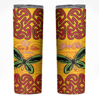 Personalised Tufi Tapa and Tattoo Festival Skinny Tumbler PNG Oro Butterfly Tapa Pattern LT14 Yellow - Polynesian Pride